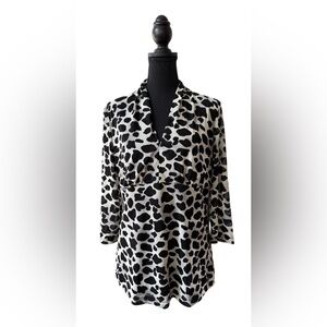 Dana Buchman Black and Cream Animal Print Blouse